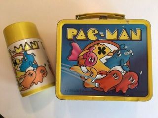 Pac Man Vintage,  Metal Lunch Box - With Thermos - 1980 - Aladdin -