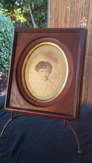 Antique Large Frame And Photo Of Woman 1870s " Emma Blank "