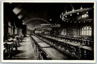 Vintage Munich Germany Rppc Real Photo Postcard " Hofbrauhaus " Beer Hall