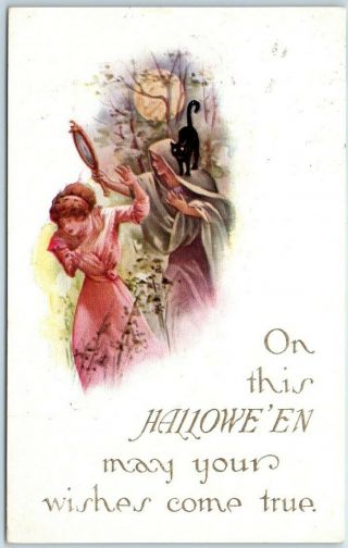 Vintage Gibson Postcard " On This Halloween May Your Wishes Come True " 1914