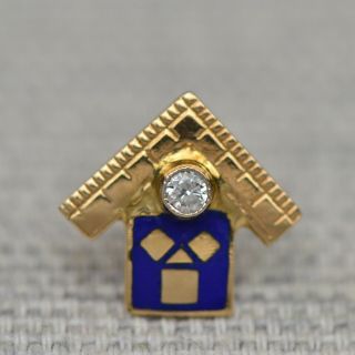 47th Problem Of Euclid Lapel Pin 14k Gold And Diamond Masonic Square Symbol