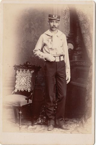 Great Picture Of Fireman In Dress Uniform W.  Large Chest Ribbon - Fredonia,  Ny