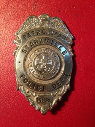 Starkville Police Badge Vintage Mississippi Msu Bulldogs