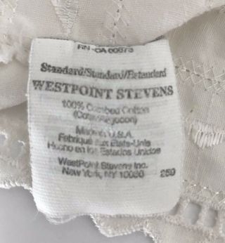 Vintage Westpoint Stevens Pillowcase Ivory Eyelet Lace Edge Standard Size USA 5