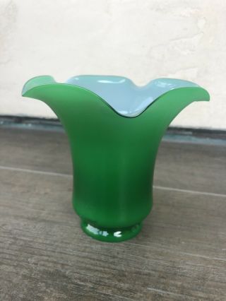 VINTAGE GREEN LAMP SCONCE CHIMNEY SHADE CANDLE COVER HURRICANE 4.  75 