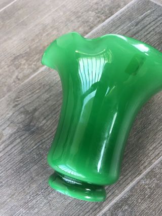 VINTAGE GREEN LAMP SCONCE CHIMNEY SHADE CANDLE COVER HURRICANE 4.  75 