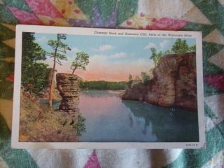 Vintage Postcard Chimney Rock And Romance Cliff,  Dells Of The Wisconsin River