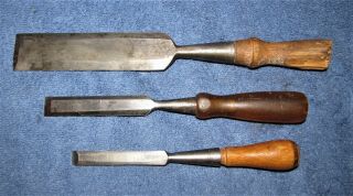 Vintage Wood Chisels By Greenlee,  Fulton,  Champion - Made In Usa & Canada