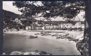 Panoramic View Of Tamariu,  Costa Brava.  1950s Real Photo Postcard.  Uk Post