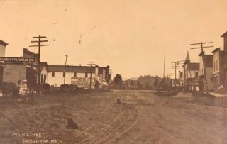 View Of Main Street Harrietta Michigan Postcard Posted Early 1900s To Marion Mi