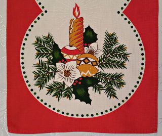 Brazil - Vintage Christmas Decoration Candle Red Green Cotton Table Runner