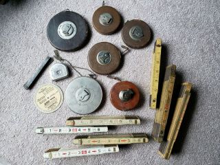 Vintage Lufkin Folding Rulers (wood & Steel) And Tape Measures (16 Items Total)