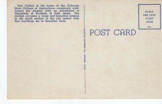 circa 1930 postcard,  Administration Building,  CSU,  Fort Collins,  Colorado 2