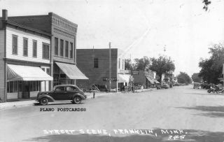 Franklin,  Minnesota " Street Scene - 1942 " Rppc Real Photo Postcard