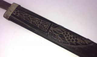 antique ASIAN SWORD w CARVED SNAKE HEAD & SCABBARD 4