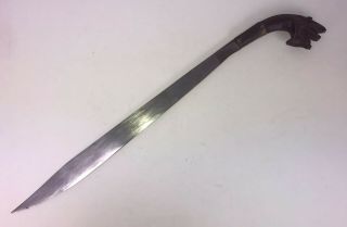 antique ASIAN SWORD w CARVED SNAKE HEAD & SCABBARD 6