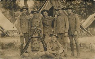 Rppc Springfield,  Il Illinois Military Camp Life Pose W/ Rifles 1907 Postcard