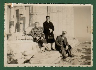 38716 Sounion Greece December 1959.  Man & Two Women.  Photo