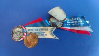 3 President Franklin Roosevelt 1941 Inauguration Ribbons/Medal/Badges VG 2