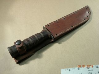Utica Cut Co.  Us Combat Fighting Knife & Leather Sheath Vietnam Era? Vintage