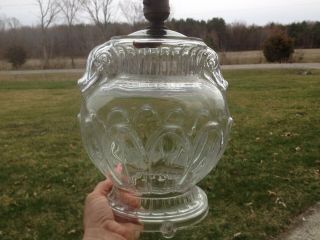 Antique Early 1900 ' s Glass Designed Globe Base For Table Lamp 12 - 1/2 