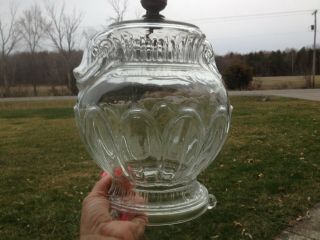Antique Early 1900 ' s Glass Designed Globe Base For Table Lamp 12 - 1/2 