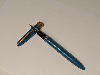 Vintage Sheaffer Snorkel Statesman Fountain Pen White Dot 14k Nib Blue In Color