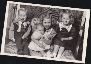 Old Vintage Antique Photograph Adorable Little Children / Babies All Dressed Up