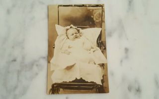 Antique Picture Postcard Of A Happy Baby In A Carriage