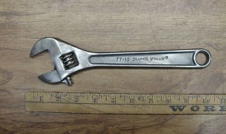 Old Tools,  Antique Billings 77 - 10 " Adjustable Wrench,  1 - 1/8 " Capacity,  Xlint