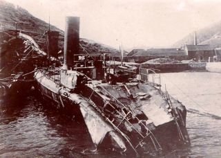 Russian Japanese War 1904 Russian Cruiser Pobeda Port Arthur 2x Orig Photos