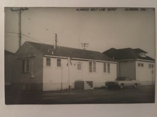 Alameda Belt Line California Station Railroad Depot B&w Real Photo Postcard Rppc