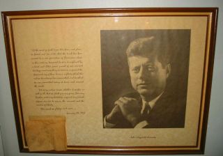 Vintage Signed Photo Print John F.  Kennedy Jfk Wood Framed