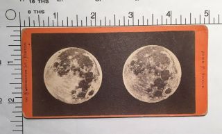 Vintage Stereoview John P Soule The Moon As Seen From Powerful Telescope Boston