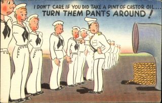 Wwii Us Navy Comic Castor Oil Diarrhea Front Uniform Flap Turn Pants Around