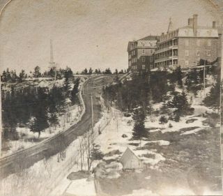 Rare 1906 Chicoutimi Quebec Stereoview Photo Card Hotel Dieu Saguenay Monument