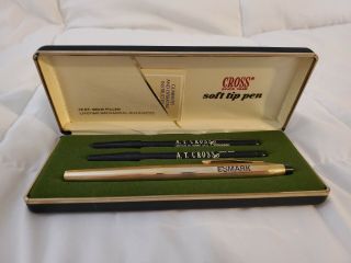 Vintage Cross 24k Gold Filled Soft Tip Pen With Refills In Case
