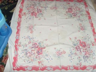 Vintage Red Roses Chic Wildflowers Romantic Country Garden Kitchen Tablecloth