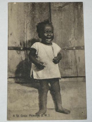 Black Americana Postcard Titled A St.  Croix Pickey,  D.  W.  I.