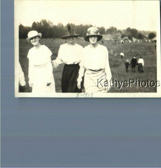 Found B&w Photo K_8531 Three Women On A Field