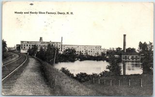 Derry,  Hampshire Postcard Moody & Hardy Shoe Factory Rr Tracks View 1914