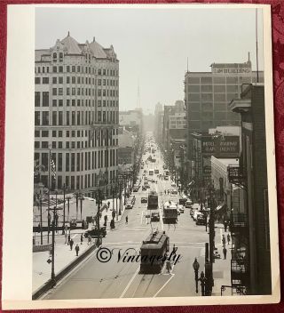 Vintage Photo Of Los Angeles 1940s Old Hall Of Records Trolley Cars