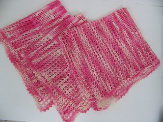 Crochet Pink Variegated 3 Large Doilies Doilys Cottage Shabby Decor 25 X 22