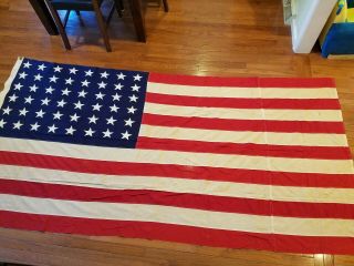 Large 1940s Wwii Era 48 Star American Flag Sewn Stars Bulldog Bunting