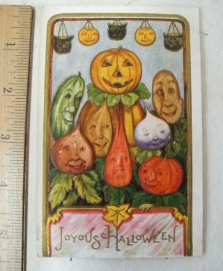 1910 Joyous Halloween Jack O Lantern Pc Garden Vegetable Faces Masks Pc