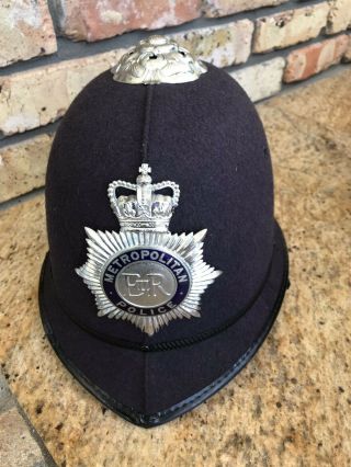 Authentic London Metropolitan Police Hat/ Helmet - Display Great Cond.