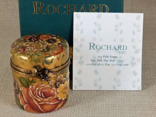 Rochard Limoges Hinged Trinket Box,  Antique Boutique Cylinder - France