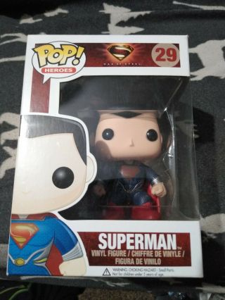 Funko Pop Superman 29 Man Of Steel / / Rare And Vaulted