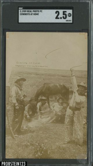 C.  1909 Real Photo Pc Cowboys At Home Postcard Sgc 2.  5 Good,