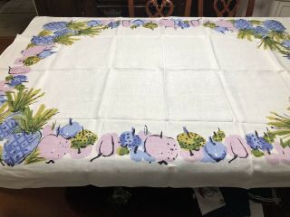 Vintage Table Cloth Printed Linen 50’s